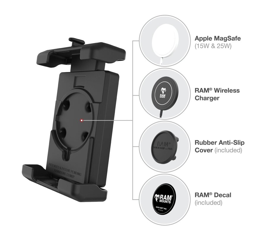 Quick-Grip™ Pro XL telefoonhouder met kleine Tough-Claw™ basis