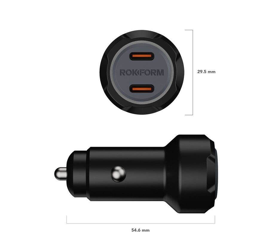 30W dubbele USB-C 12V autolader