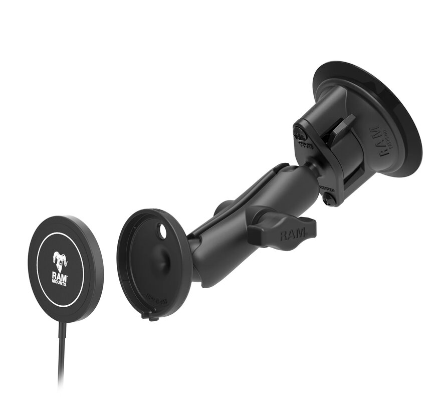 Twist-Lock™ zuignapmontage met Qi2 15W Draadloze oplader