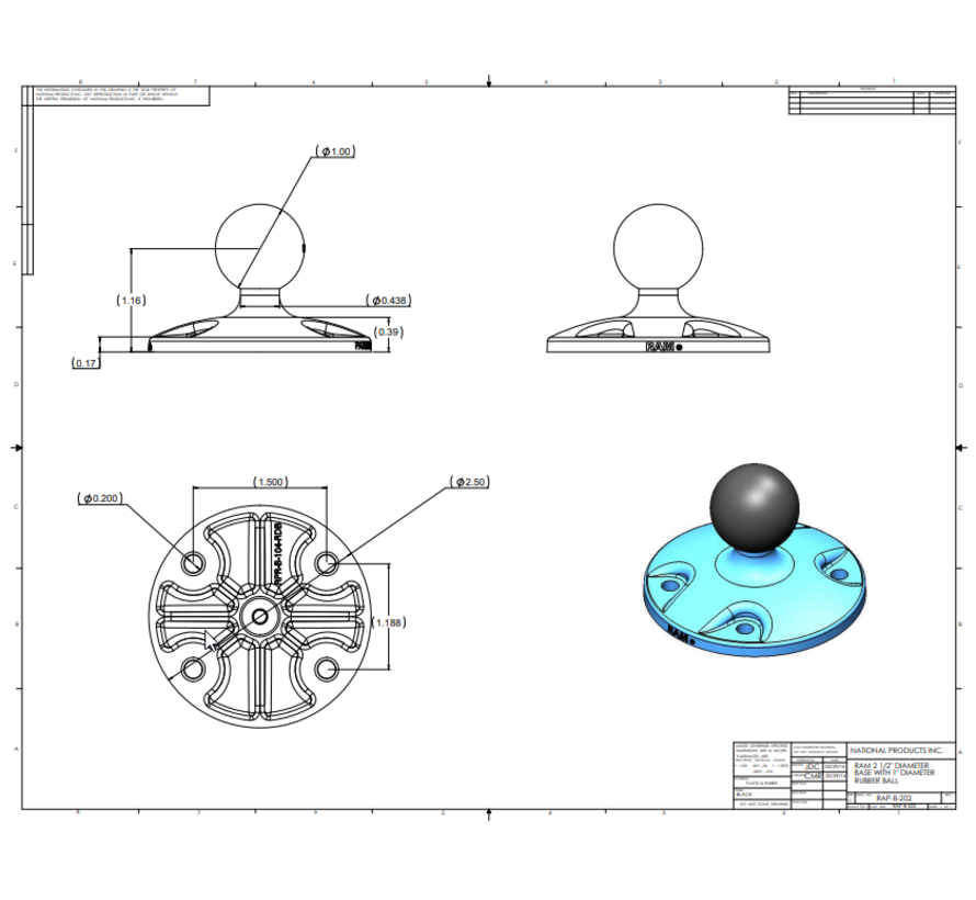 B-Kogel (25 mm) Composiet Base Rond - RAP-B-202U