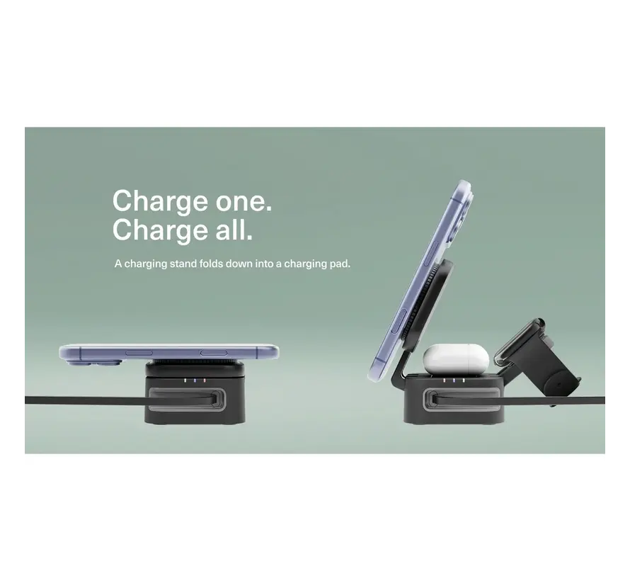 MagStand 3-in-1 Draadloze Oplader - Opvouwbaar