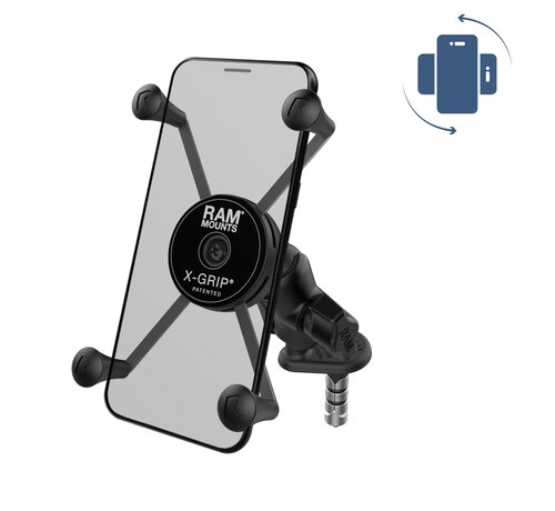 RAM Mount Draaibare X-Grip telefoonhouder (groot formaat) met bevestiging voor de balhoofdbuis