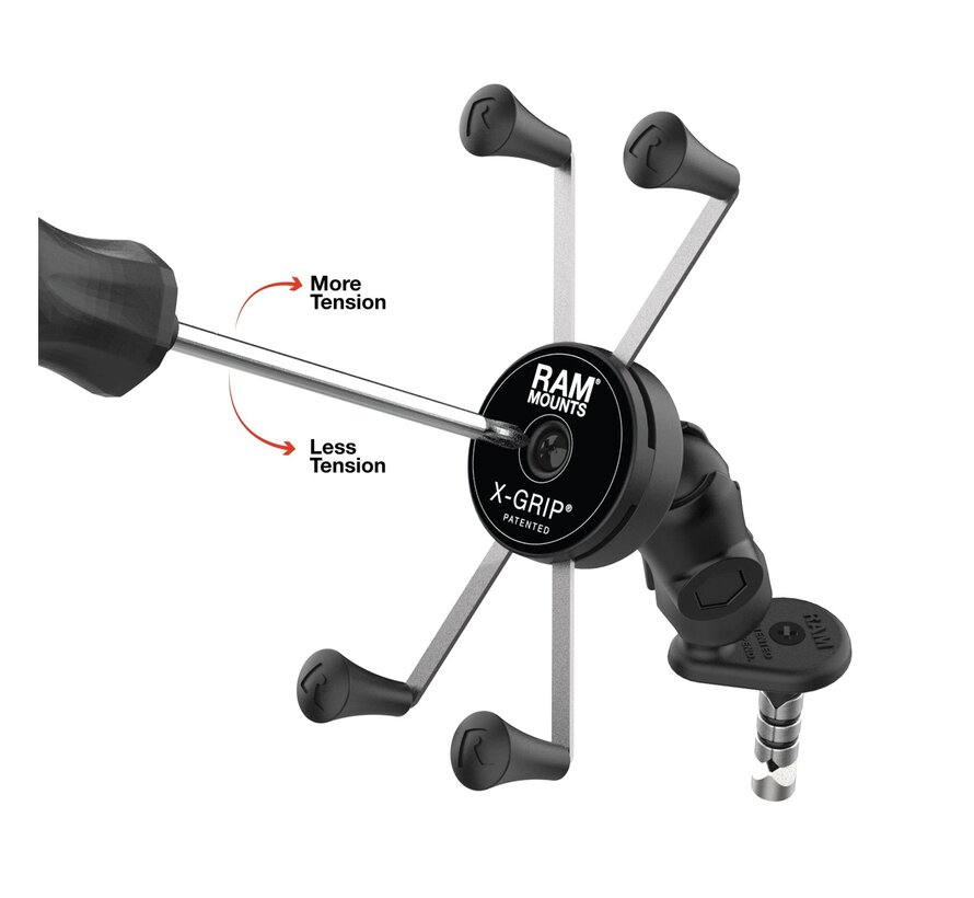 Draaibare X-Grip telefoonhouder (groot formaat) met bevestiging voor de balhoofdbuis