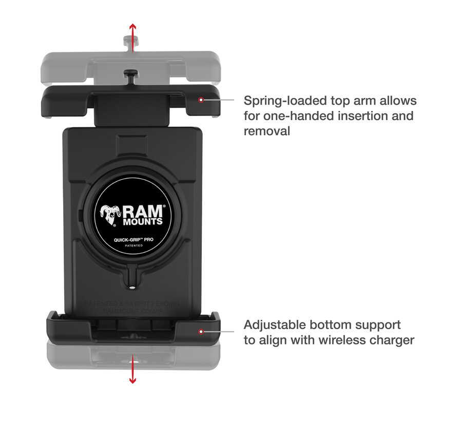 Quick-Grip Pro XL-telefoonhouder met balhoofdpen-bevestiging