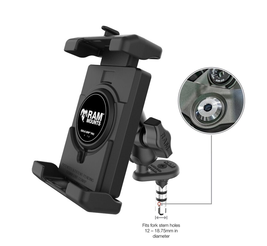 Quick-Grip Pro XL-telefoonhouder met balhoofdpen-bevestiging