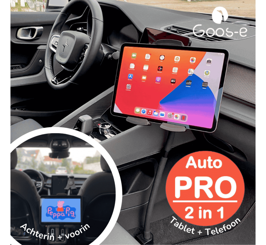 Auto tablet houder + telefoonhouder PRO - kort-35 cm