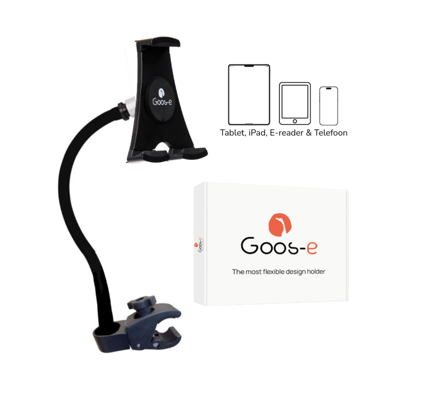 Tablet houder & Telefoonhouder PRO - buis pijpklem XL - hals 35/55 of 75 cm