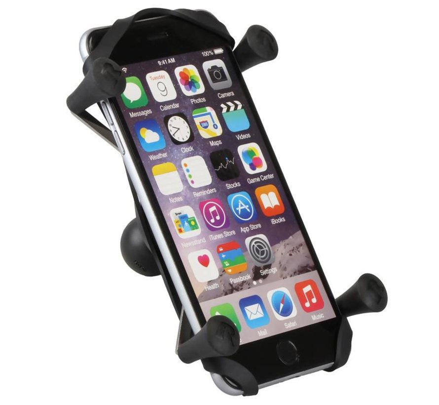 Torque™ 3/4" - 1" Diameter Handlebar/Rail Base with 1" Ball and X-Grip® for Larger Phones