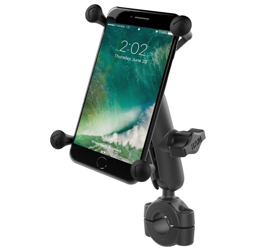 Torque™ 3/4" - 1" Diameter Handlebar/Rail Base with 1" Ball and X-Grip® for Larger Phones