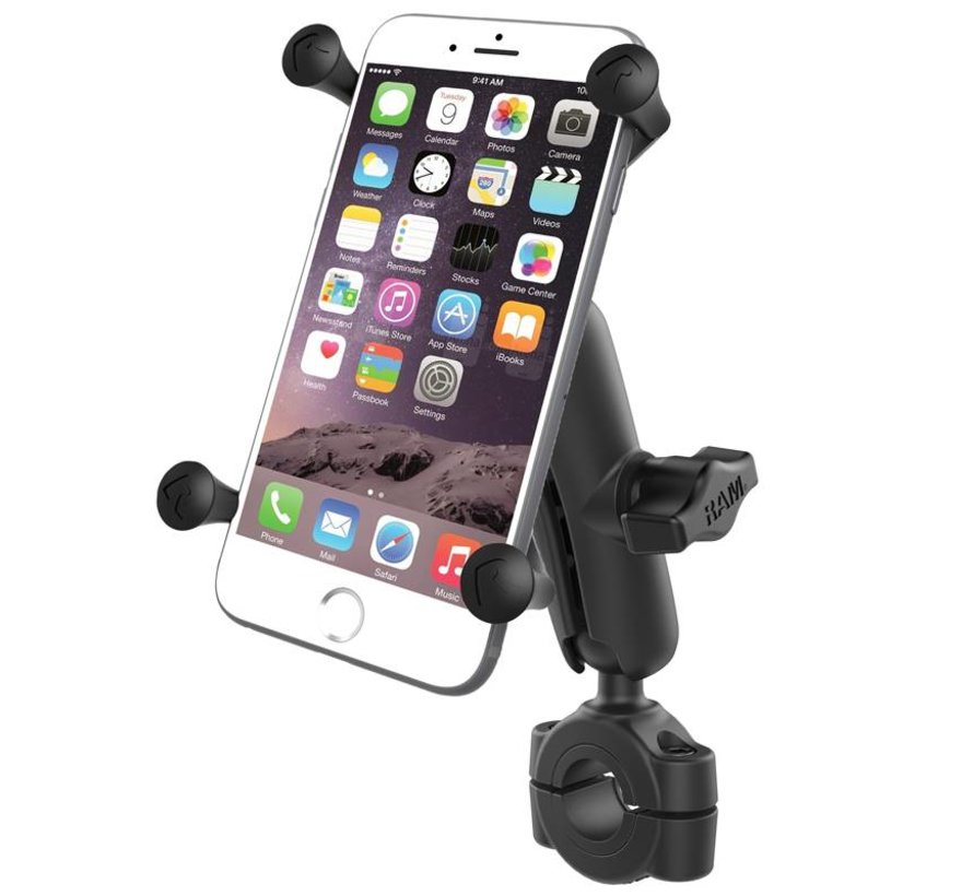 Torque™ 3/4" - 1" Diameter Handlebar/Rail Base with 1" Ball and X-Grip® for Larger Phones