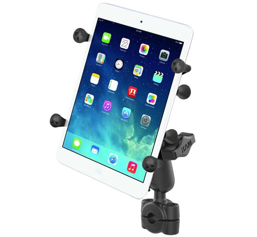 Torque™ 3/8" - 5/8" Diameter Mini Rail Base with 1" Ball and X-Grip® for 7-8" Tablets