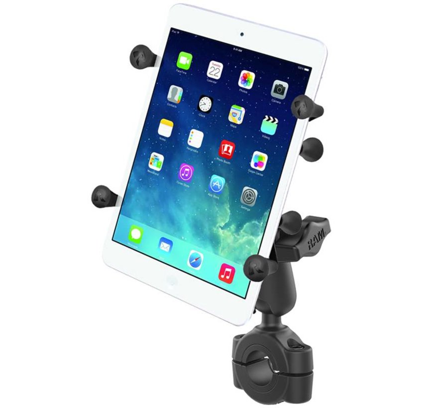 Torque™ 3/4" - 1" Diameter Handlebar/Rail Base with 1" Ball and X-Grip® for 7-8" Tablets