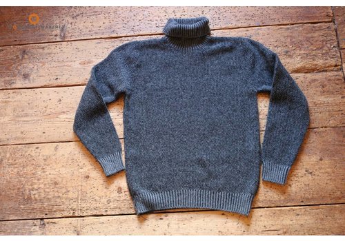 Fisherman out of Ireland Grey seed stitch polo neck sweater