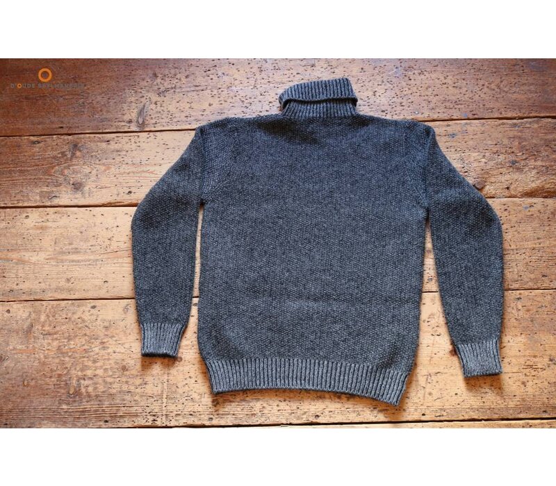 FE211G Grey seed stitch polo neck sweater 02