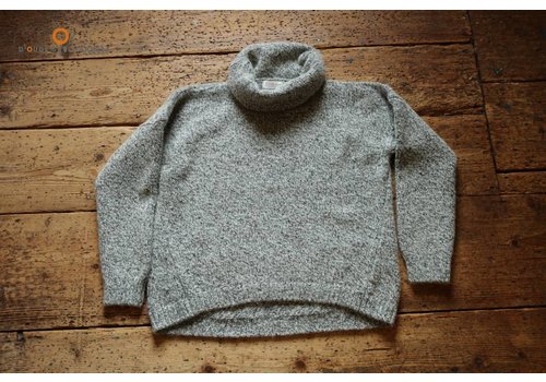Fisherman out of Ireland Grey Polo Neck swt. With diagonal seam