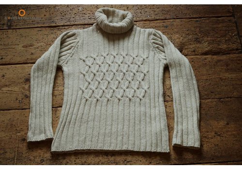 Fisherman out of Ireland Oatmeal Cabled & Ribbed polo neck sweater