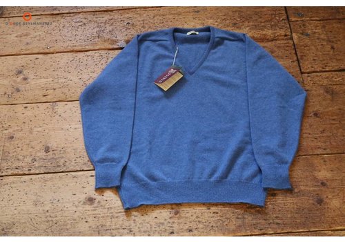 William Lockie Lambswool sweater V-Neck Clyde Blue