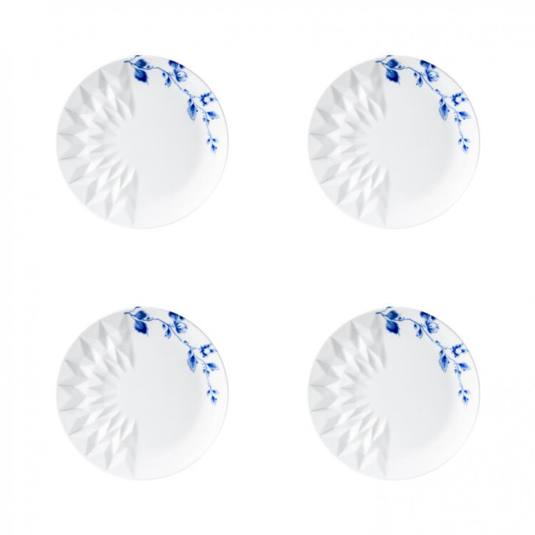 Gebakschoteltje Blauw Vouw - set van 4