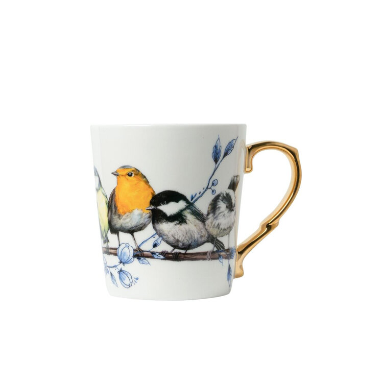 Mok Bosvogels - Delfts blauw - Goud