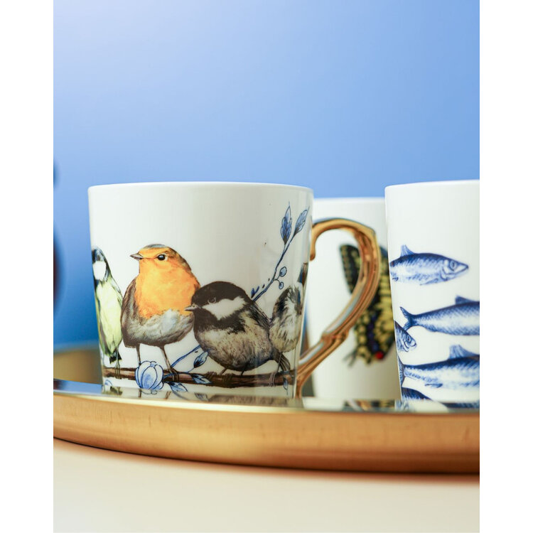 Mok Bosvogels - Delfts blauw - Goud