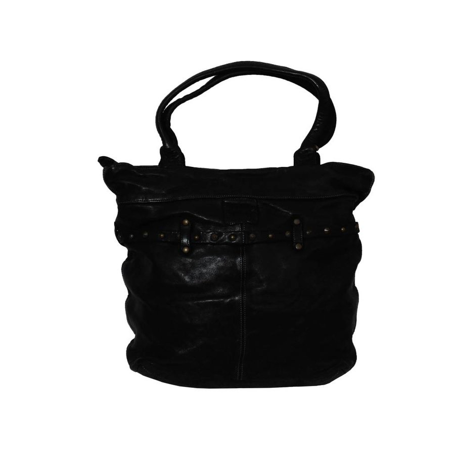 Schwarze Geflochten Leder Handtasche-2