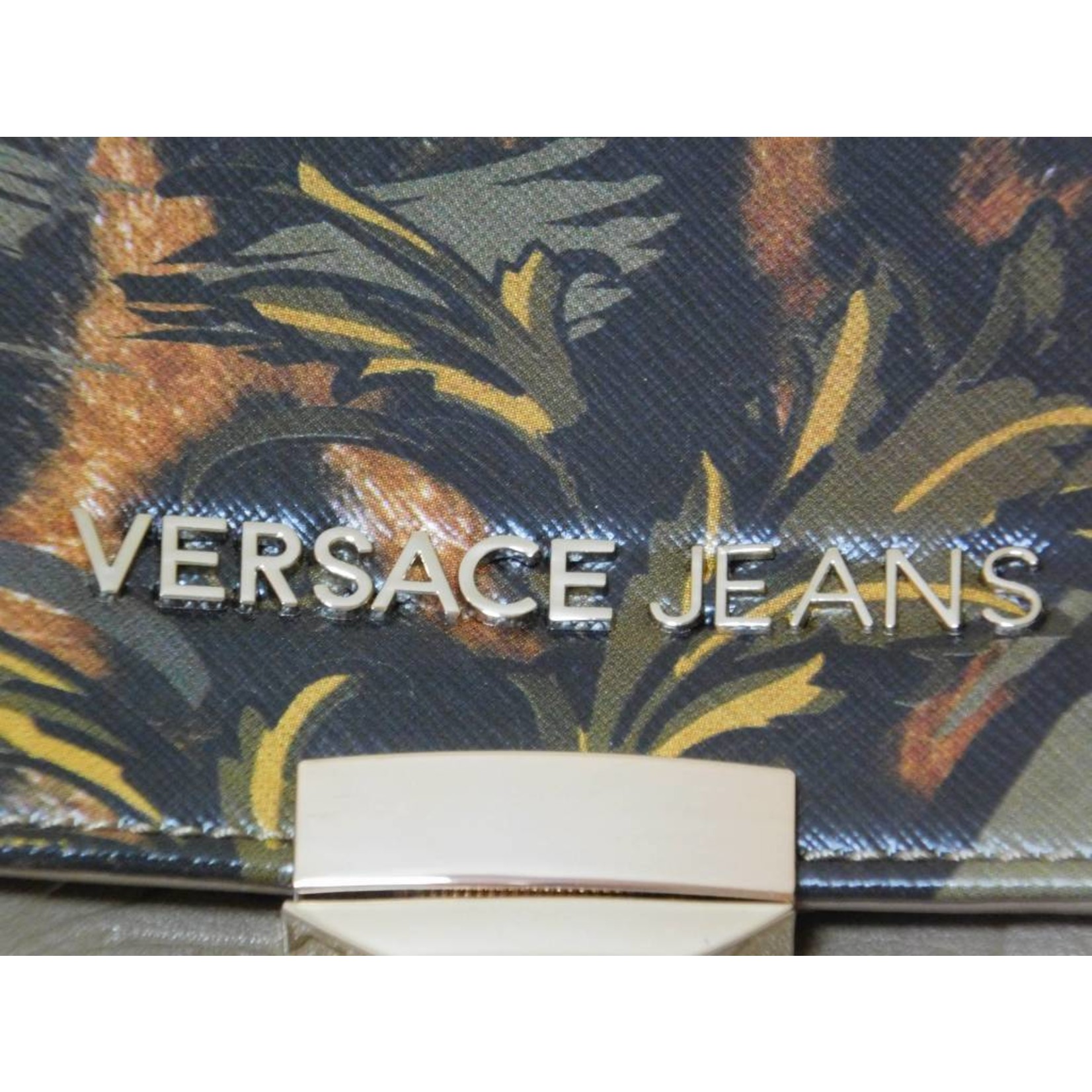Versace Jeans Handtasche Damen Kunstleder - Braun - Geprägt Blumen Muster - Abnehmbarer Schultergurt - Schnappverschluss