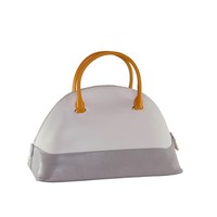 Große Weiß/Grau/Orange Leder Handtasche