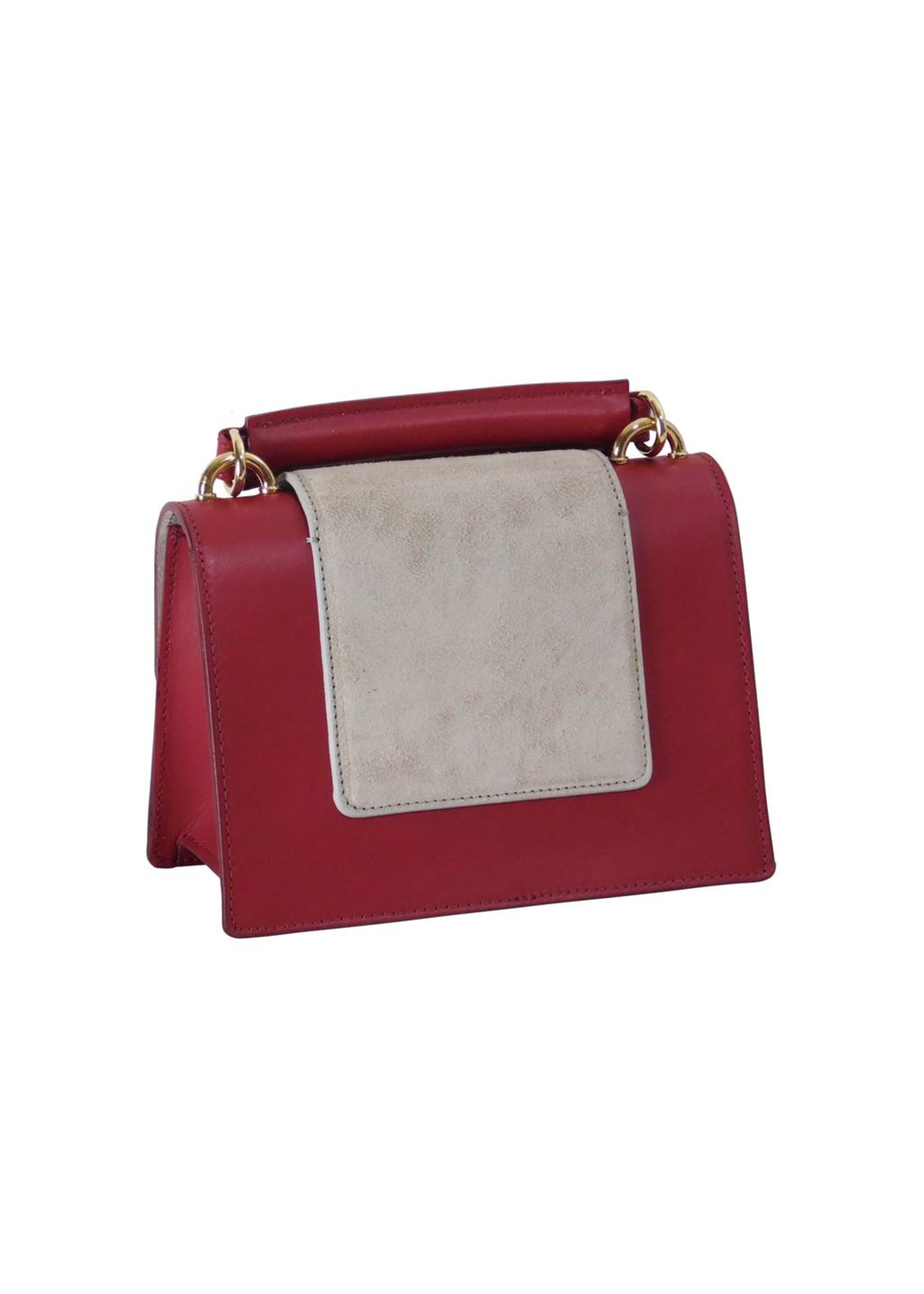 Made in Italia Kleine Rot/Graue Leder Handtasche
