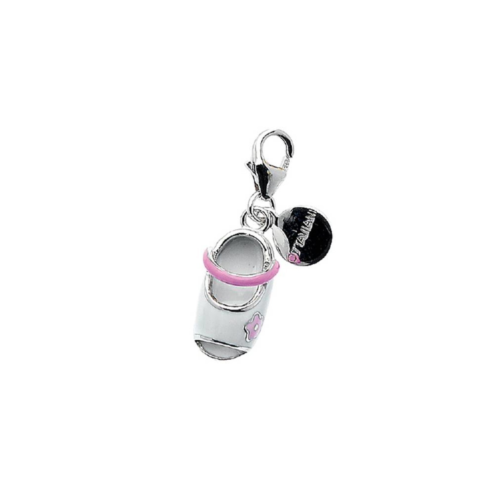 Ottaviani  Damen Anhänger Ballerina Schuh 2cm - Weiß Rosa Sterling Silber 925 - Karabinerverschluss