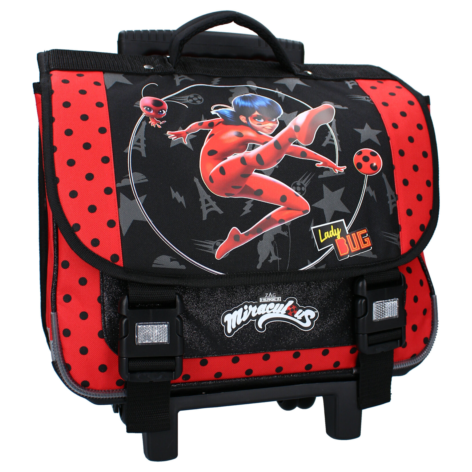 VADOBAG Trolley schulrucksack Miraculous Super Heroez - Rot Schwarz