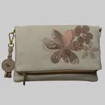 DogsByBeluchi Damen Umhängetasche Beige mit gesteppten Blumen