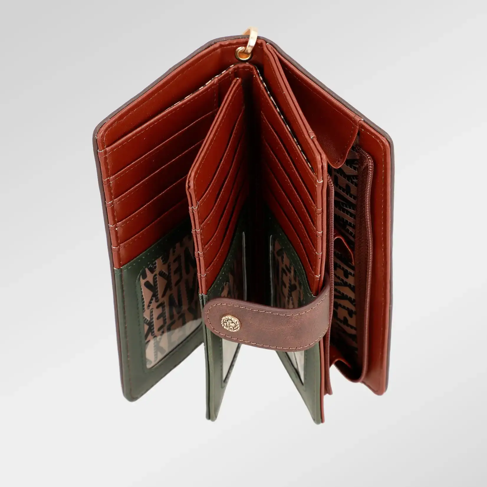 Anekke Portemonnaie Canada - Braun Rot- 20 Kartensteckfächer - Reißverschluss Druckknopfverschluss