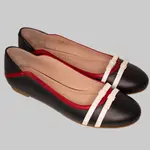 Alba Moda Ballerina Damen Leder - Schwarz Rot Weiß - B-Ware