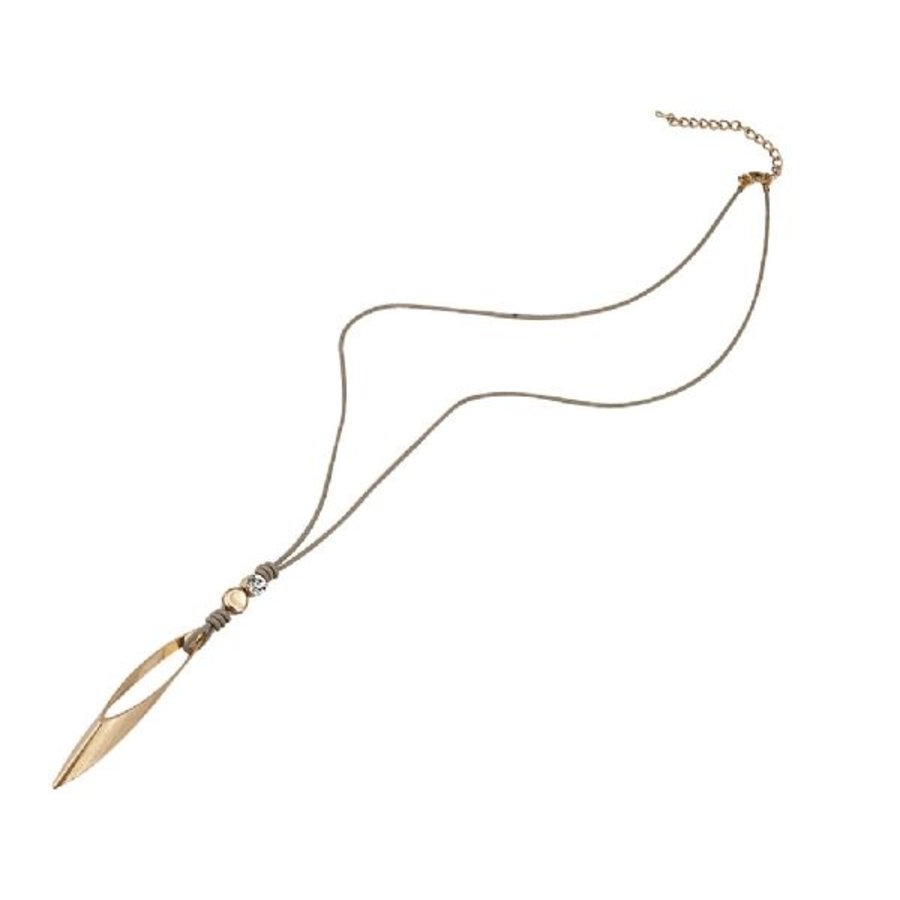 Braune/Goldfarbige Leder Halskette-1