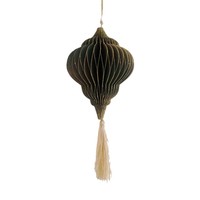 Decoratiehanger Oud groen | Kwast goud  | 12,5 cm