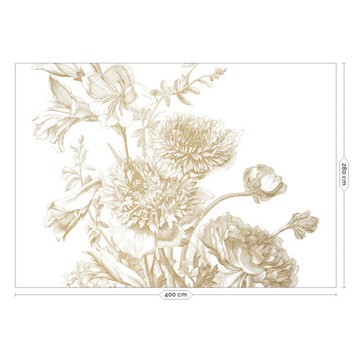 KEK Amsterdam Photo Wallpaper Engraved Flowers Gold 300x280cm