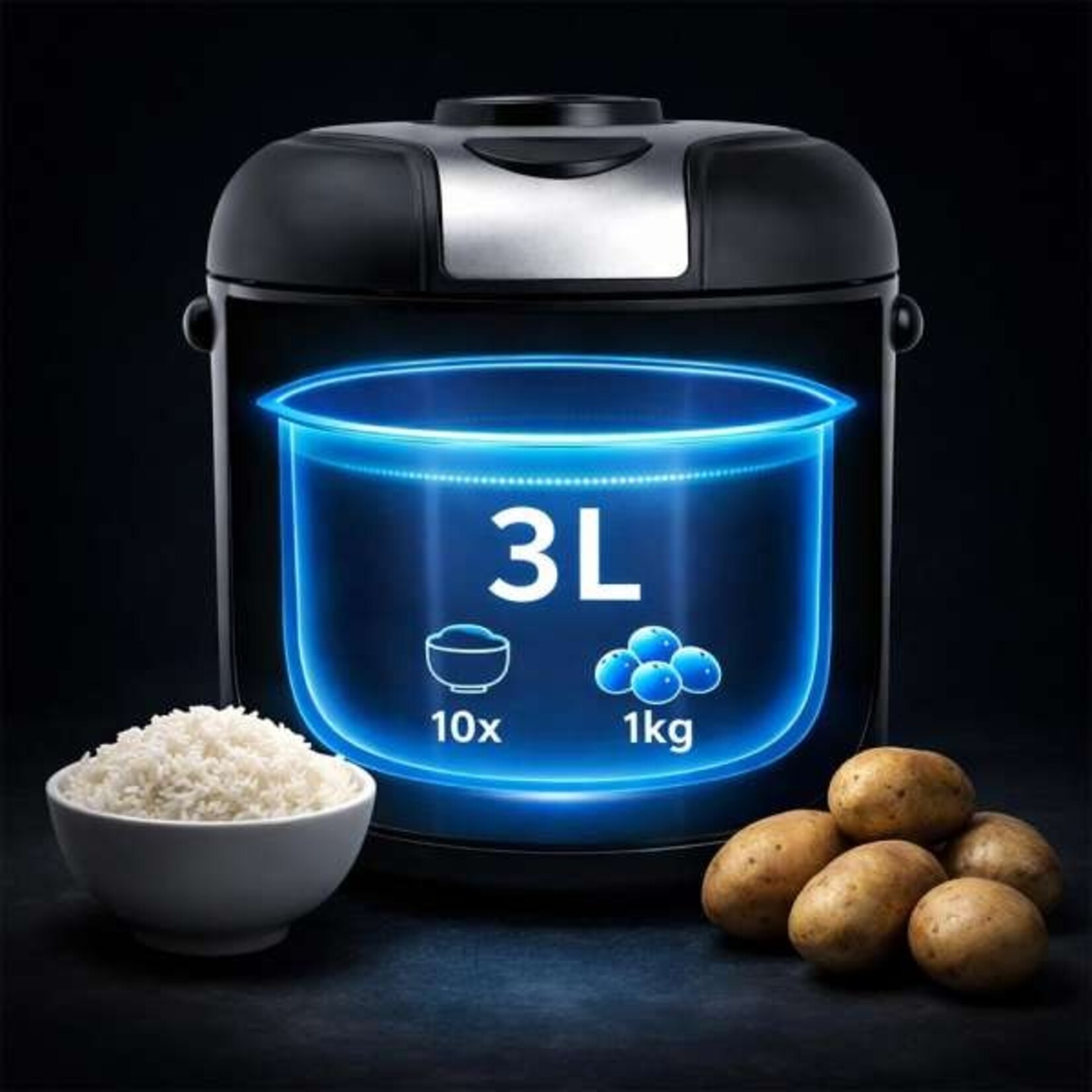 Gastroback Rijstkoker RiceControl koolhydraatarm & stoomfunctie 3 liter Artikelnummer: 42519