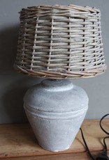 Aardewerk lamp+rotan kap