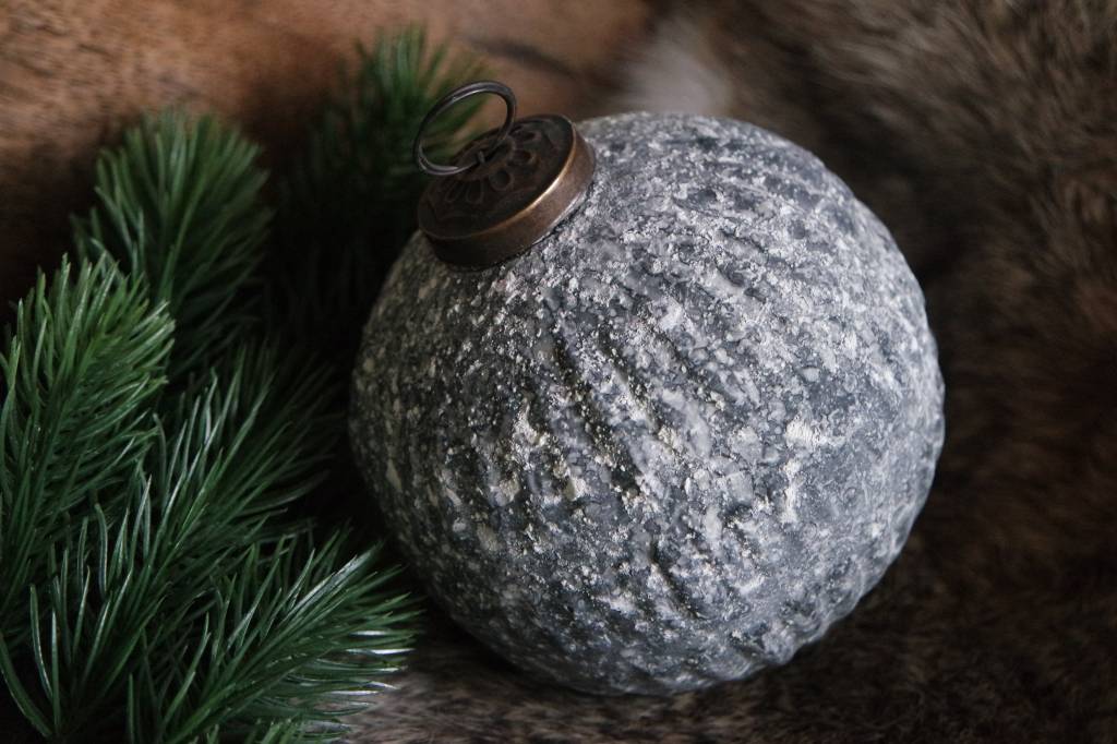 Glazen kerstbal Marble Grey