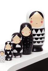 Petit Monkey Nesting dolls Black and White XL