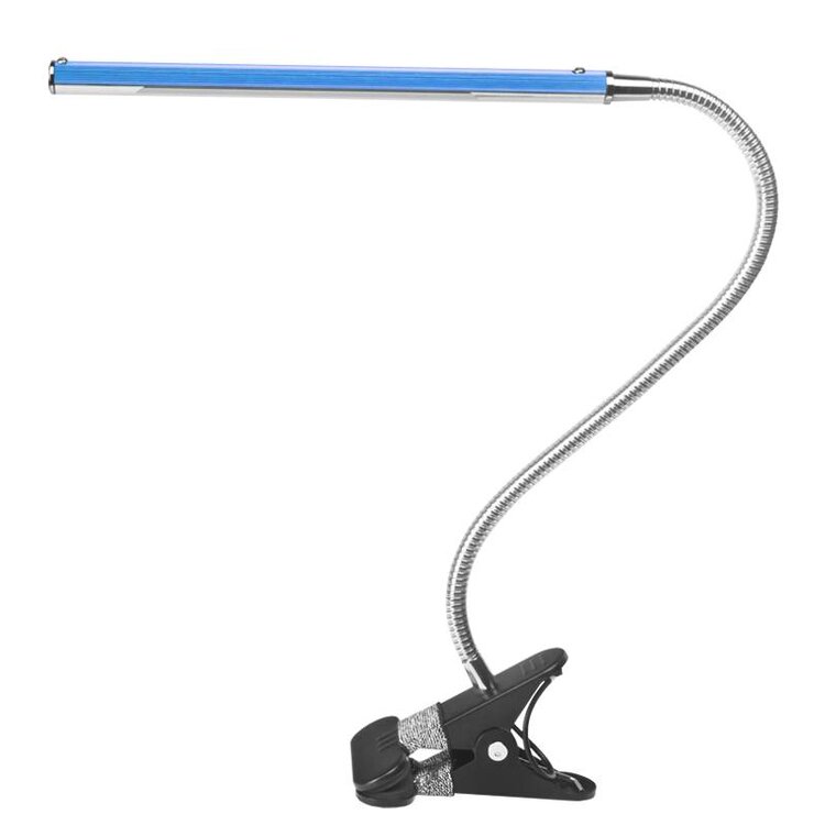 Mega Beauty Shop® LED Tafellamp Blauw met een flexibele arm op tafelklem.