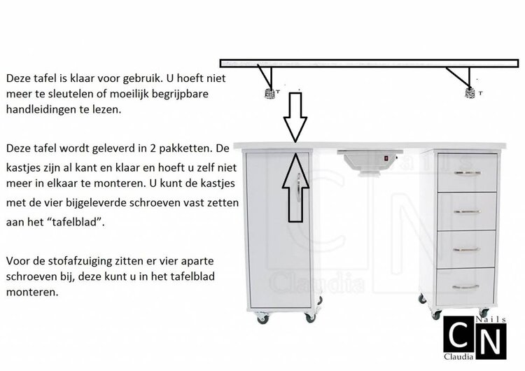 Mega Beauty Shop® Manicuretafel met afzuiging
