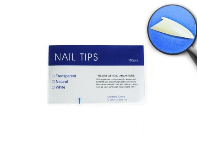 Merkloos Stiletto Tips french tipbox 100 stuks