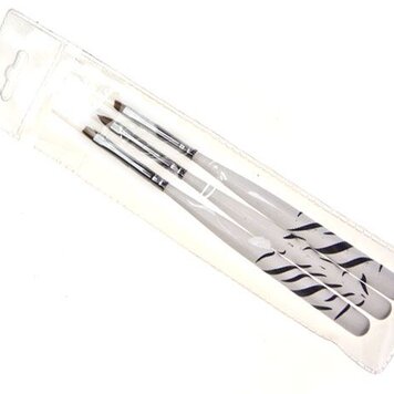 Merkloos Nailart Penselen Zebra. Complete set met 3 stuks
