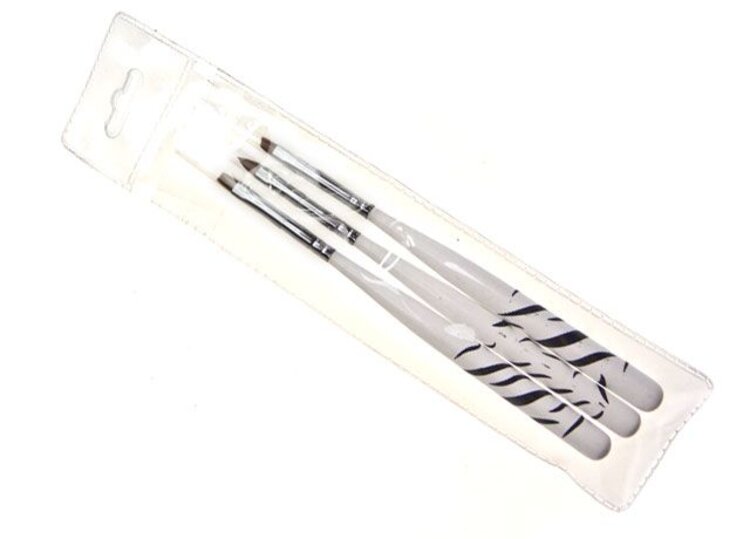Merkloos Nailart Penselen Zebra. Complete set met 3 stuks