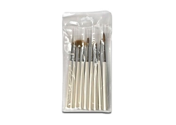 Merkloos Nailart Penselen Wit. Complete set met 9 stuks