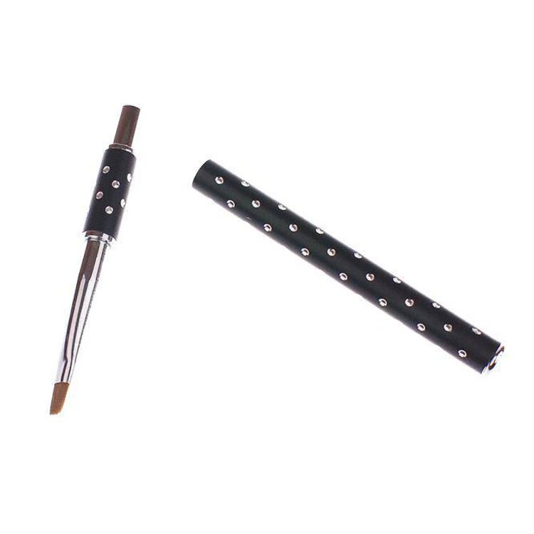 Merkloos Gel-Penseel Zwart nr. 4 met steentjes