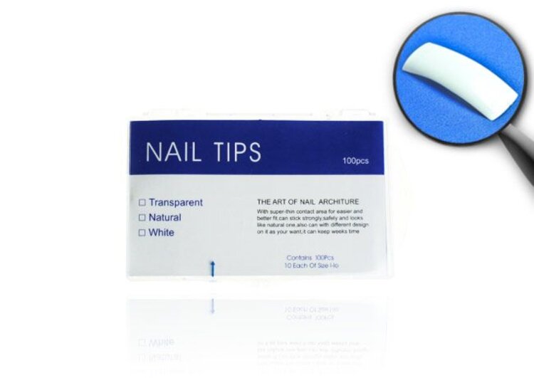 Merkloos Tips naturel tipbox 100 stuks met kort opzetstuk