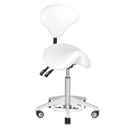 Mega Beauty Shop® Luxe zadelkruk met rugleuning en Bump-Up systeem - Wit