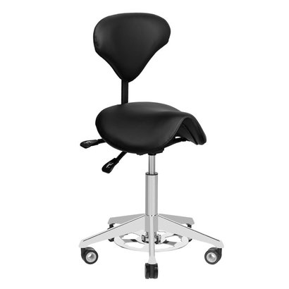Merkloos Luxe zadelkruk met rugleuning en Bump-Up systeem -Zwart